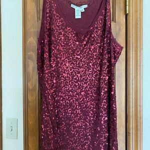 Max Studio Burgundy Sequin Tank Top